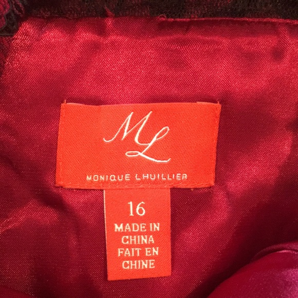 🆕 Monique Lhuillier Black & Red Lace Cocktail Dress size 16 - Picture 14 of 16